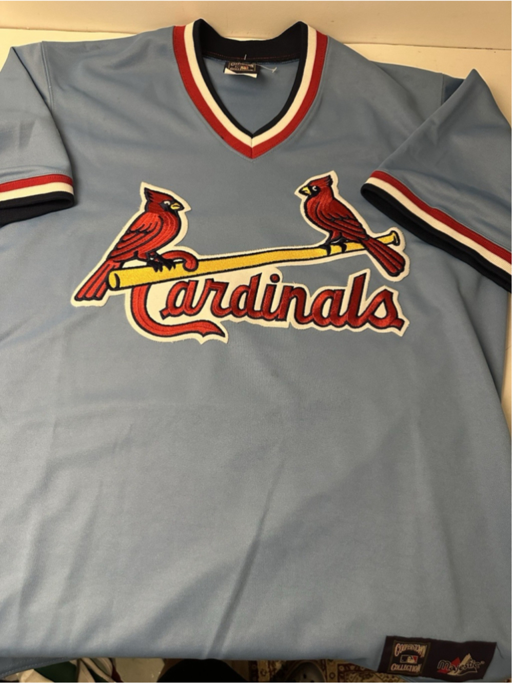 Vintage Majestic Cooperstown St Louis Cardinals Powder Blue Jersey Mens L USA